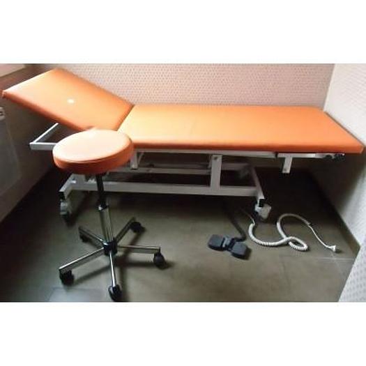 DIVAN ÉLECTRIQUE ORANGE (COMMANDE A PEDALES) AVEC TABOURET ASSORTI A HAUTEUR VARIABLE