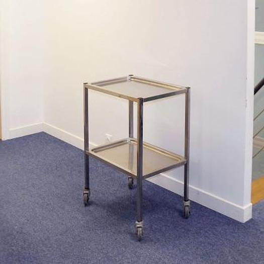 GUERIDON EN INOX 2 PLATEAUX H87 x L60 x P40 CM