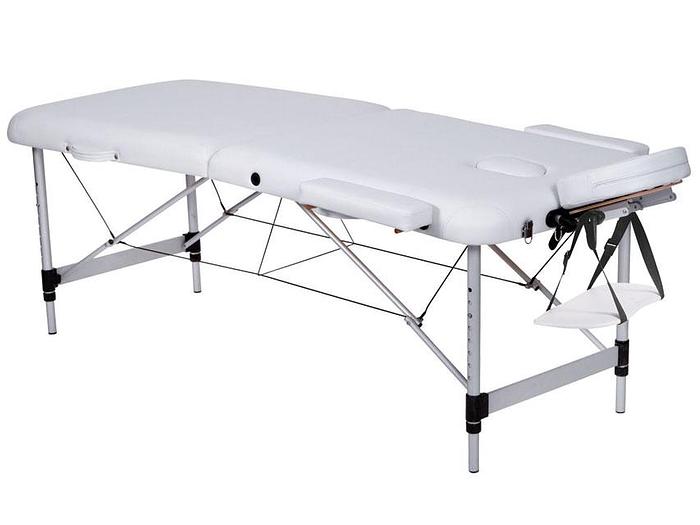TABLE DE MASSAGE EN ALUMINIUM À 2 SECTIONS - blanche