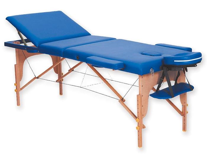 TABLE DE MASSAGE EN BOIS À 3 SECTIONS - bleue