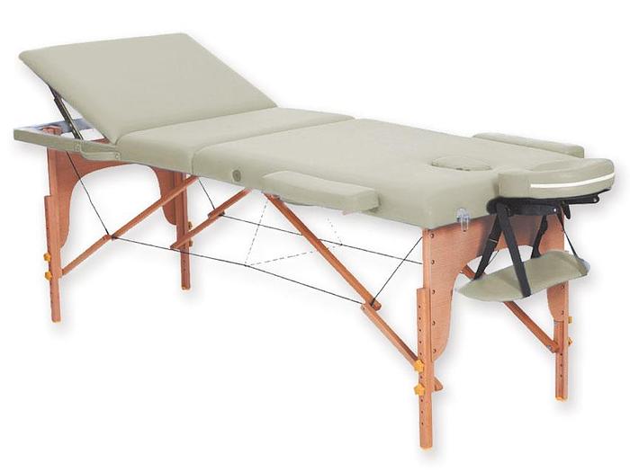 TABLE DE MASSAGE EN BOIS À 3 SECTIONS - crème
