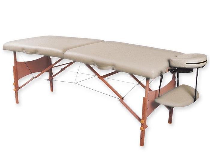 TABLE DE MASSAGE EN BOIS À 2 SECTIONS - crème