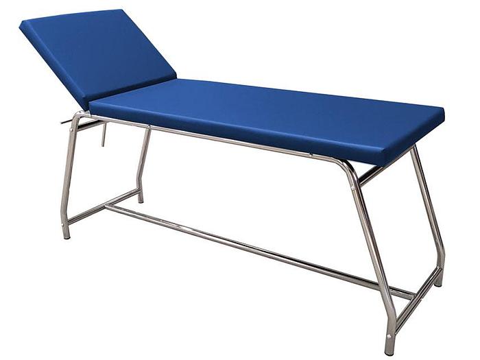 LIT D'EXAMEN charge 120 kg - chromé, matelas bleu
