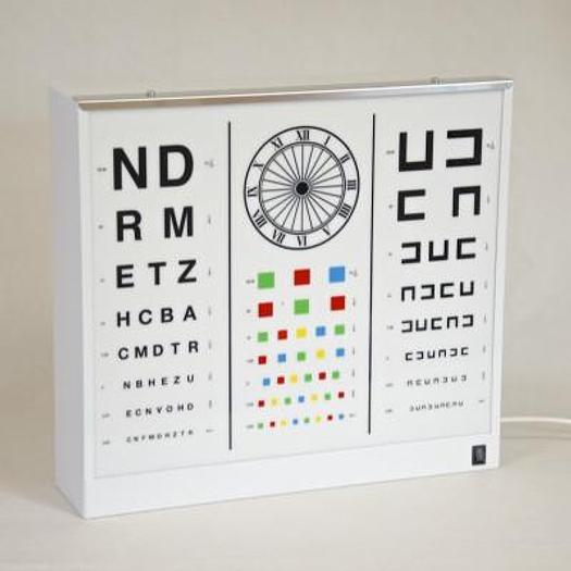 OPTOTYPE AVEC SERIGRAPHIE POUR ADULTES (WECKER) AVEC ECRAN EN METHACRYLATE