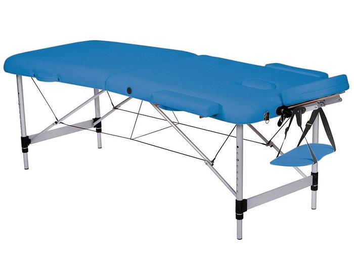 TABLE DE MASSAGE EN ALUMINIUM À 2 SECTIONS - bleue